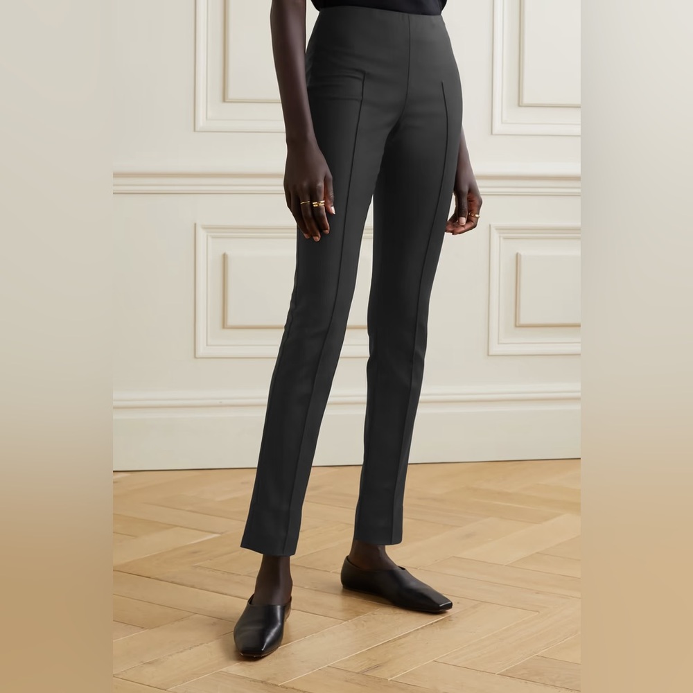 NWT Akris Melissa Slim Leg Double Face Wool Trousers Pants Black